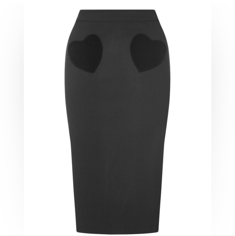 4 FOR $100  -  Black Heart Detail Pencil Skirt